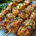 Air Fryer Garlic Parmesan Chicken Skewers