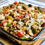 Sausage, Peppers, and Mushrooms Low-Carb Cheesy Bake