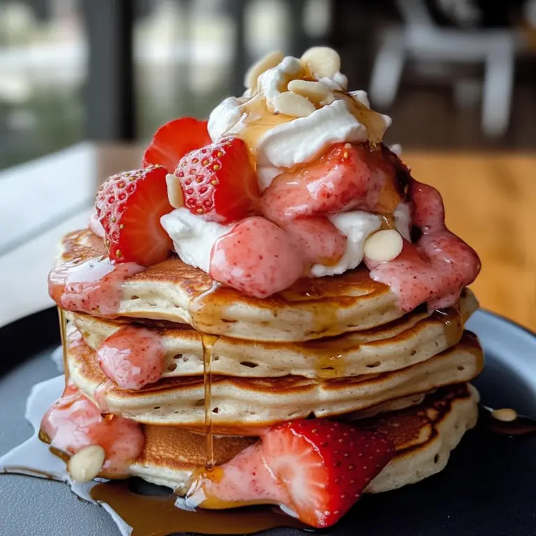 Strawberries and Cream Protein Pancakes