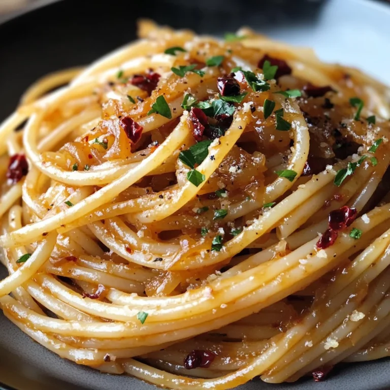 Caramelized Onion Pasta with Chilli Oil