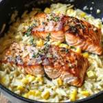 Creamed Corn Orzo with Salmon