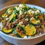Greek-Style Beef and Zucchini Rice Bowl