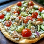 pizza topped with tzatziki sauce